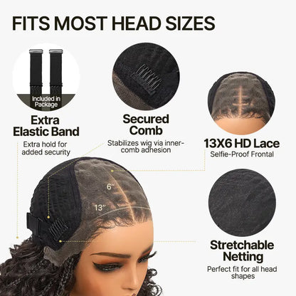 13x6 HD Pre-Cut Lace Wig – Glueless Wear & Go Boho Braids Water Wave Wig