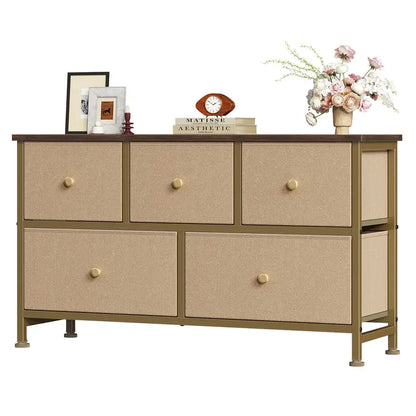 5 Drawer Storage Chest with Fabric Bins Modern Dresser Organizer for Bedroom Closet