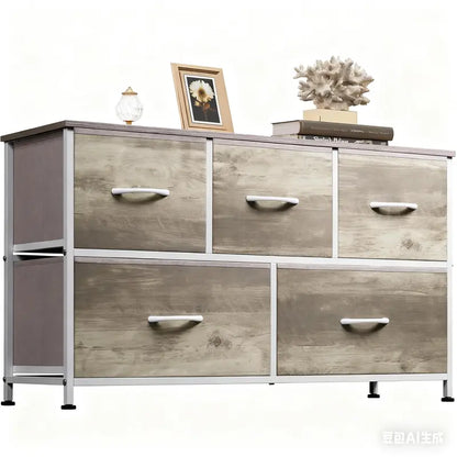 5 Drawer Storage Chest with Fabric Bins Modern Dresser Organizer for Bedroom Closet
