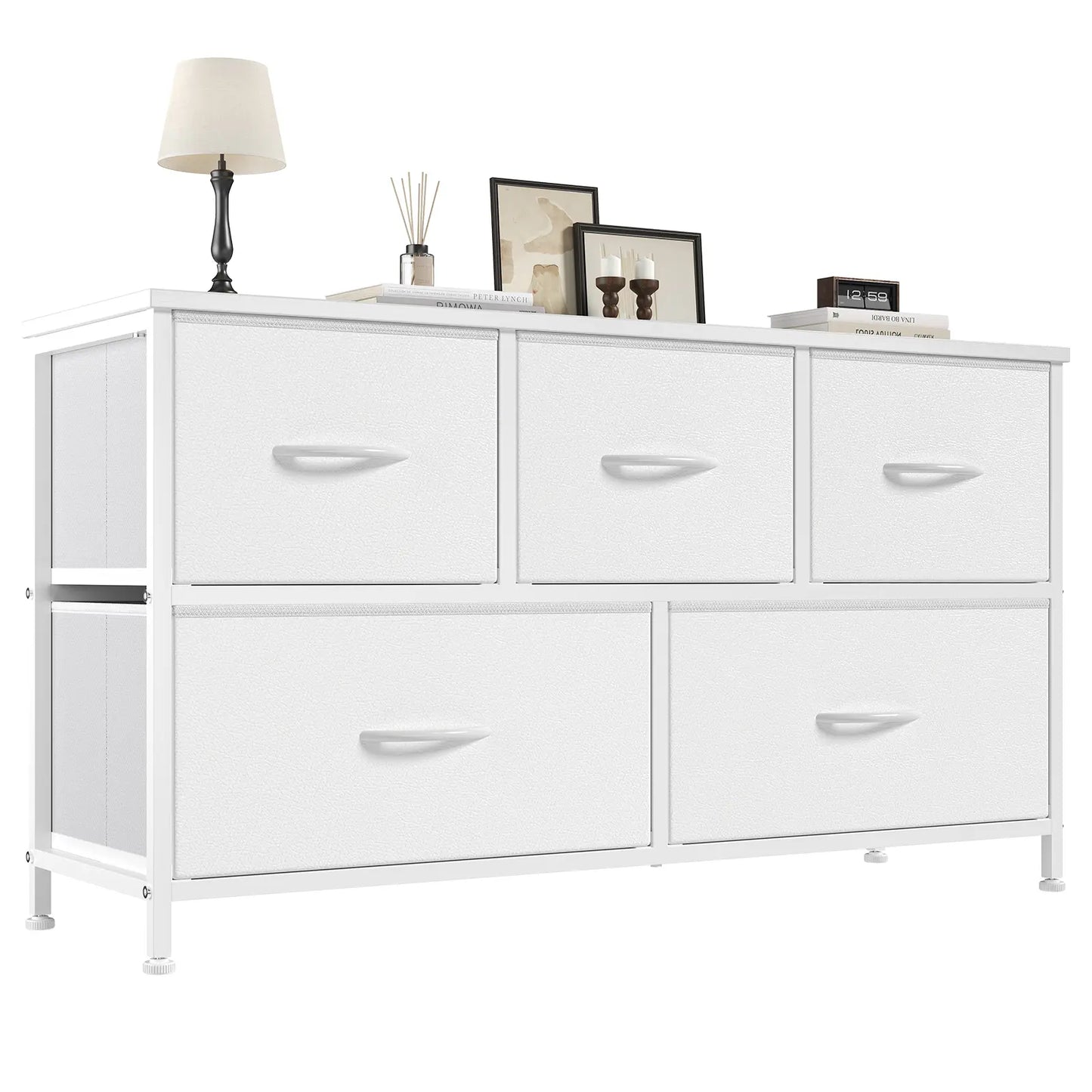 5 Drawer Storage Chest with Fabric Bins Modern Dresser Organizer for Bedroom Closet