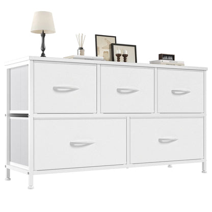 5 Drawer Storage Chest with Fabric Bins Modern Dresser Organizer for Bedroom Closet