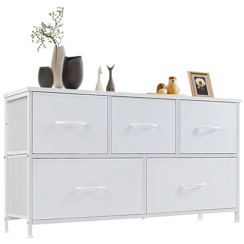 5 Drawer Storage Chest with Fabric Bins Modern Dresser Organizer for Bedroom Closet