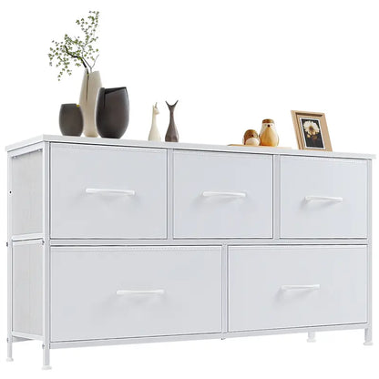 5 Drawer Storage Chest with Fabric Bins Modern Dresser Organizer for Bedroom Closet