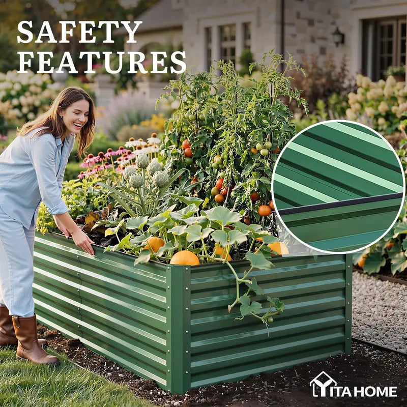 1/2 Pcs Raised Garden Bed Kit with Gloves & Tension Bar,Outdoor Patio Planter Box for Plants,Vegetables,Flowers