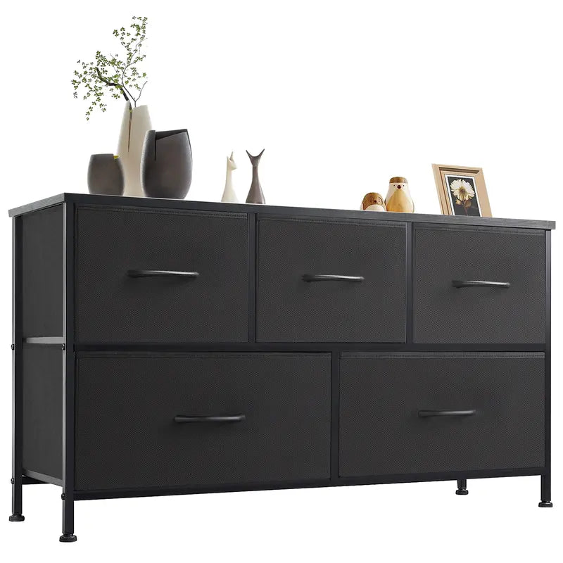 5 Drawer Storage Chest with Fabric Bins Modern Dresser Organizer for Bedroom Closet