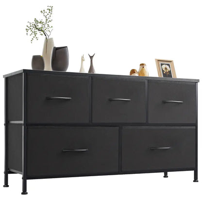 5 Drawer Storage Chest with Fabric Bins Modern Dresser Organizer for Bedroom Closet