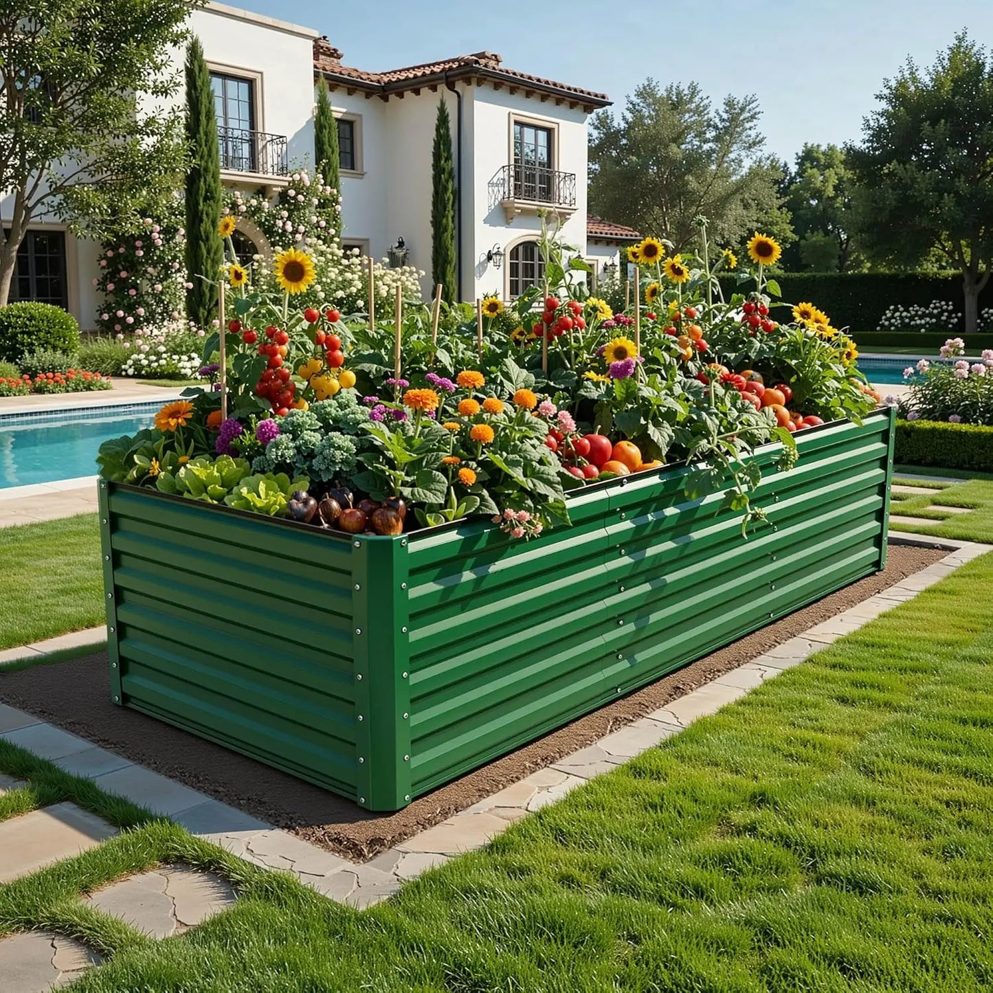 1/2 Pcs Raised Garden Bed Kit with Gloves & Tension Bar,Outdoor Patio Planter Box for Plants,Vegetables,Flowers