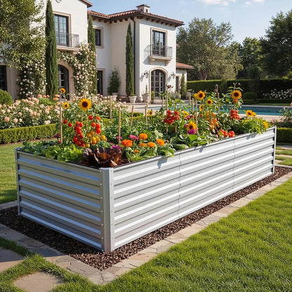 1/2 Pcs Raised Garden Bed Kit with Gloves & Tension Bar,Outdoor Patio Planter Box for Plants,Vegetables,Flowers