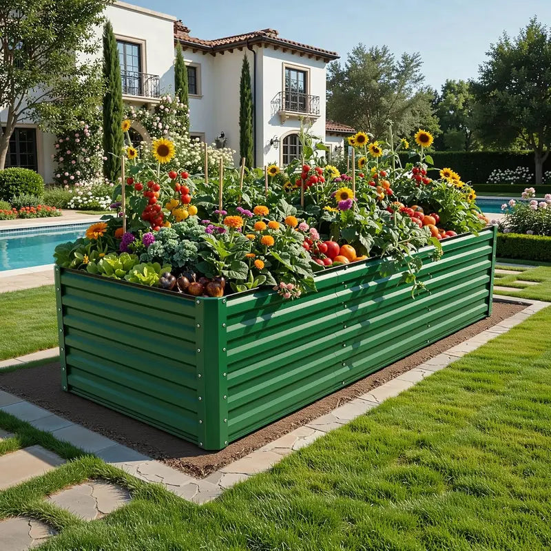 1/2 Pcs Raised Garden Bed Kit with Gloves & Tension Bar,Outdoor Patio Planter Box for Plants,Vegetables,Flowers