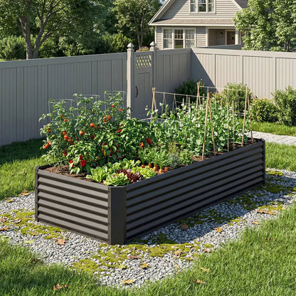 1/2 Pcs Raised Garden Bed Kit with Gloves & Tension Bar,Outdoor Patio Planter Box for Plants,Vegetables,Flowers