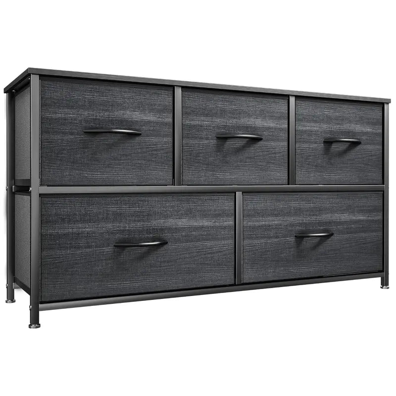 5 Drawer Storage Chest with Fabric Bins Modern Dresser Organizer for Bedroom Closet
