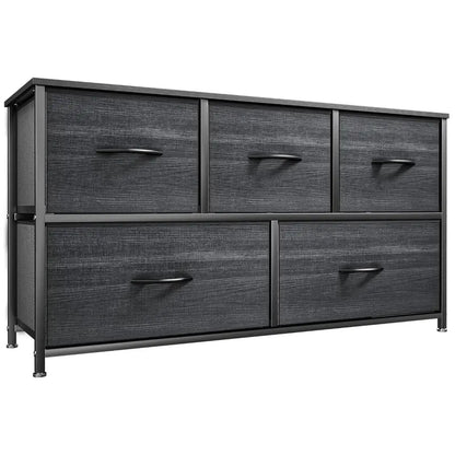 5 Drawer Storage Chest with Fabric Bins Modern Dresser Organizer for Bedroom Closet