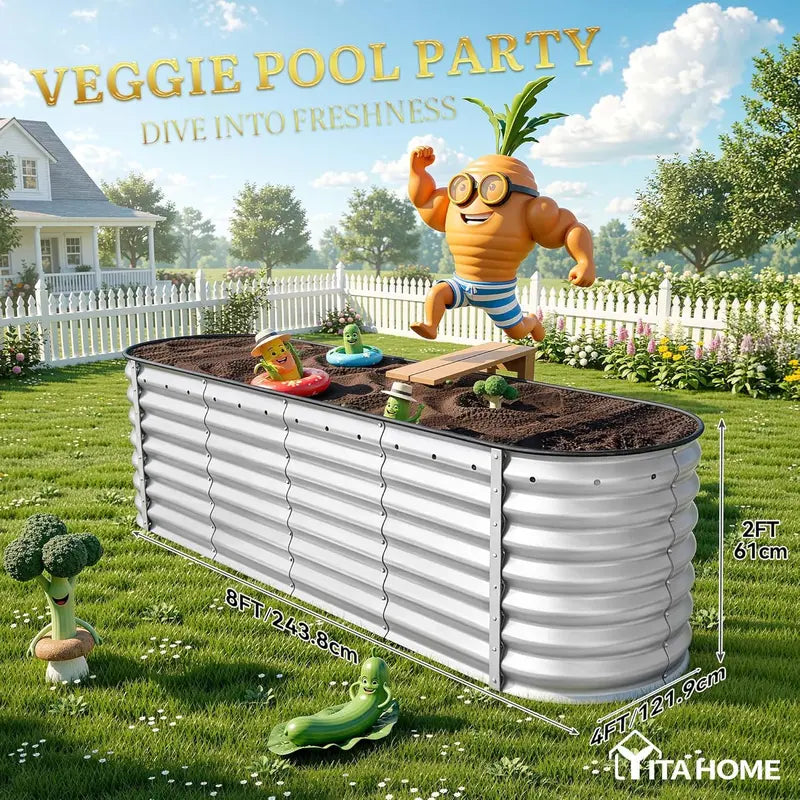 1/2 Pcs Raised Garden Bed Kit with Gloves & Tension Bar,Outdoor Patio Planter Box for Plants,Vegetables,Flowers