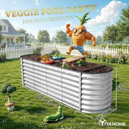 1/2 Pcs Raised Garden Bed Kit with Gloves & Tension Bar,Outdoor Patio Planter Box for Plants,Vegetables,Flowers